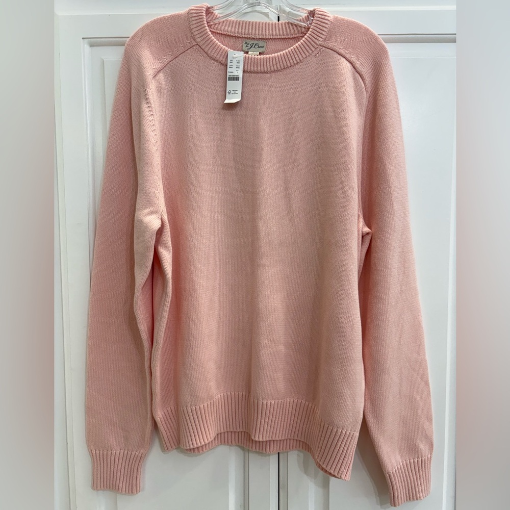 NWT Men’s J CREW Heritage cotton crewneck sweater in Shell Pink S: XL